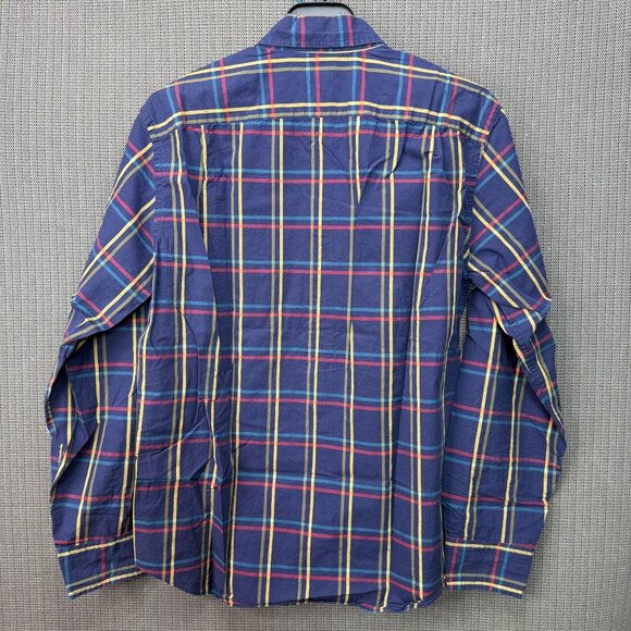 J.Crew Mens Large Navy Multicolor Plaid Button-Down Long-Sleeve Shirt - Picture 2 of 8